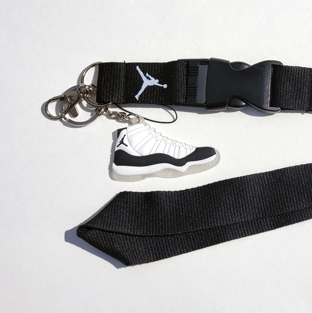 Jordan 11 Concord Shoe Keychain w/ Jordan lanyard